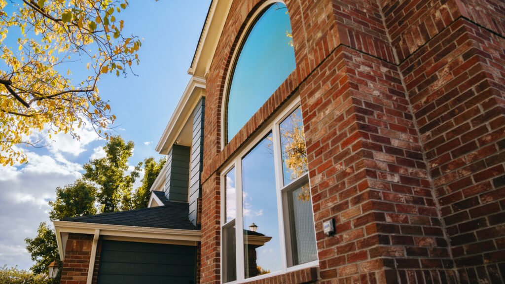 vinyl windows on a brick home