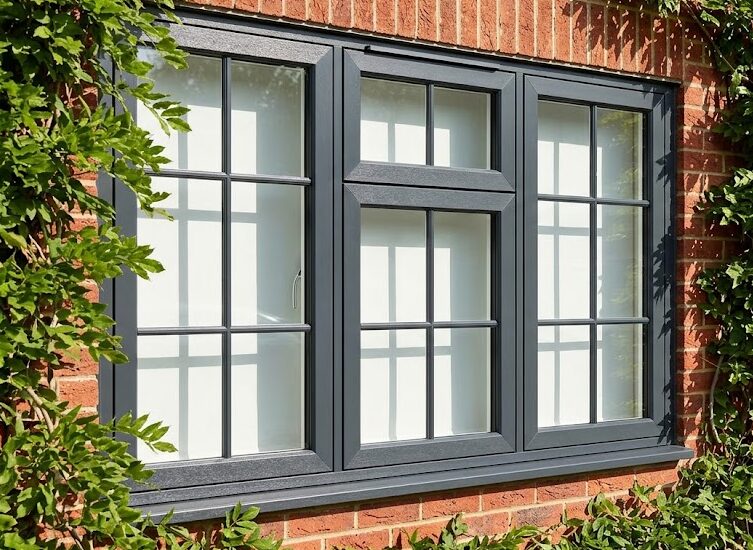 fiberglass windows on a red brick home