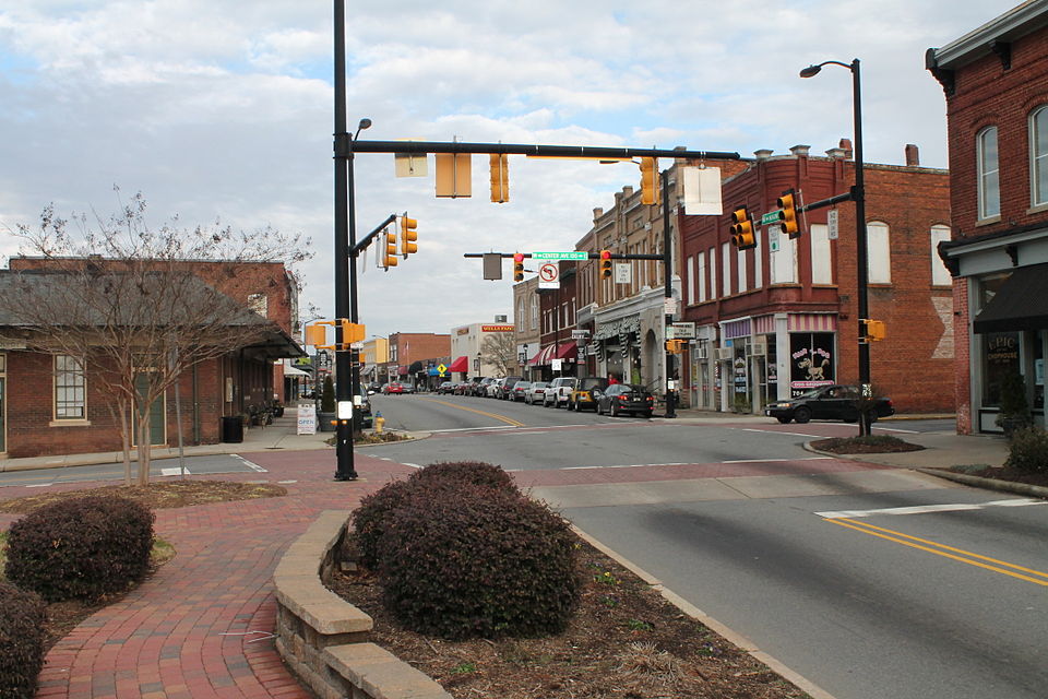 An image of historic downtown Mooresville, NC
