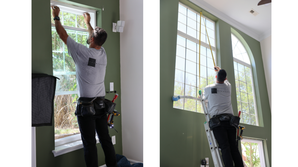 Zen windows crews measuring and installing windows in a Charlotte NC home