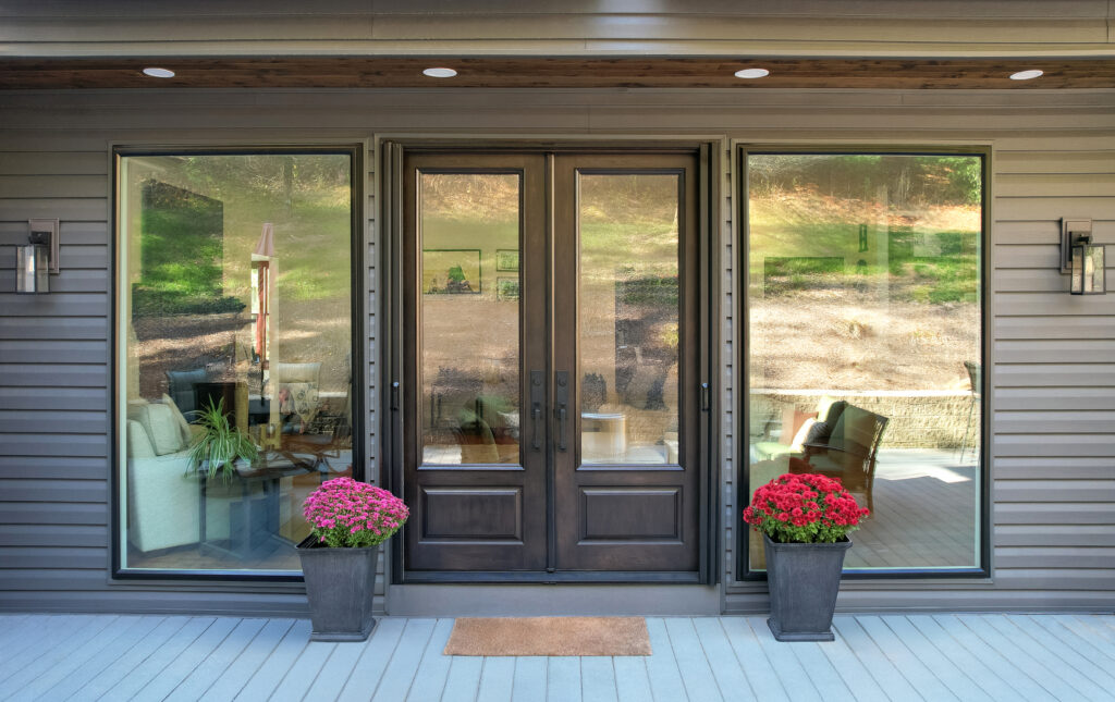 8-foot Signet french doors with picture windows on either side.