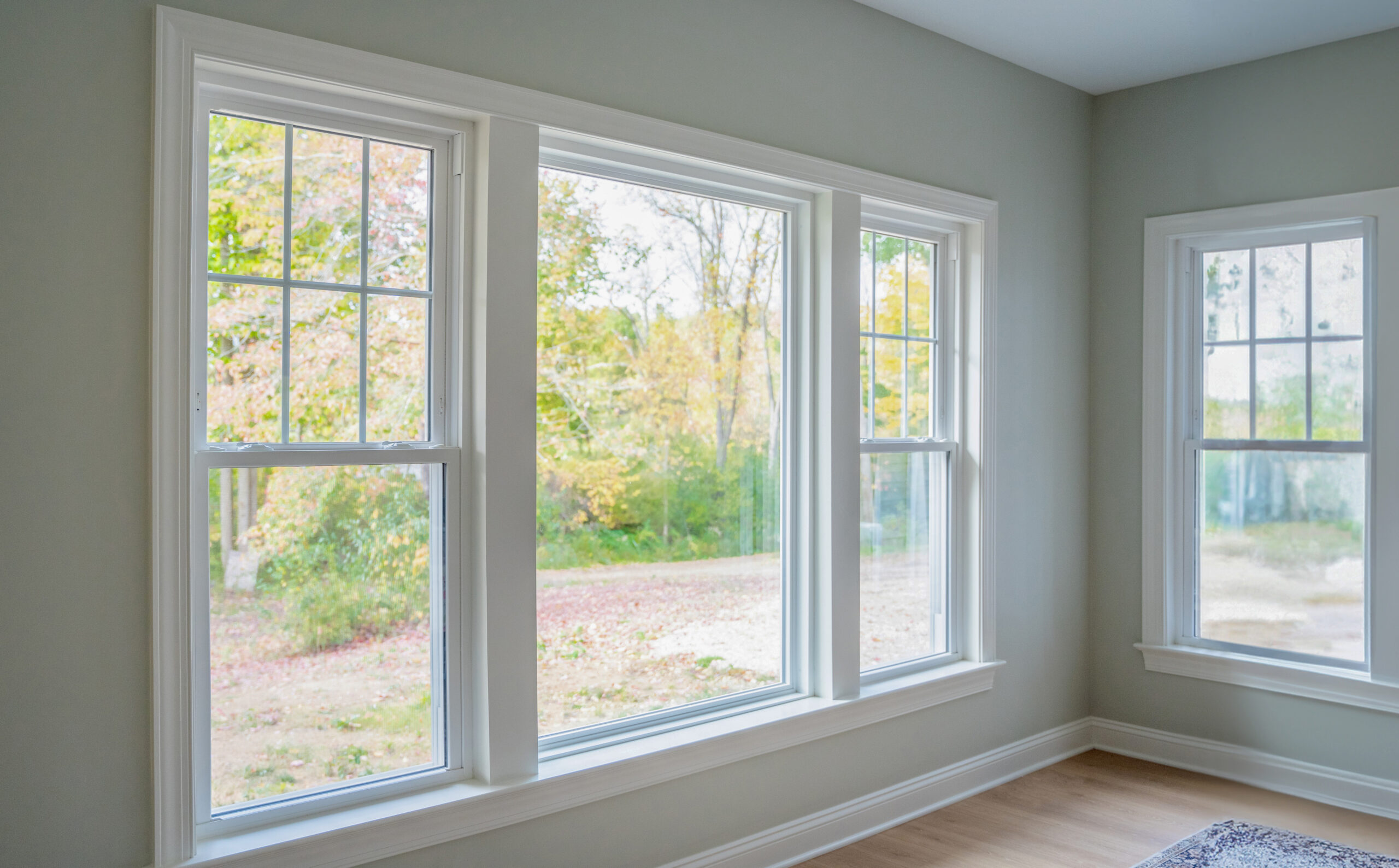Double-hung and picture windows.