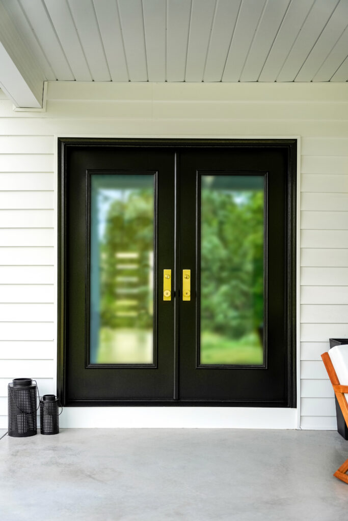 Matte black french door.