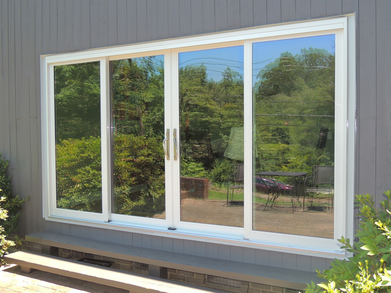 Four panel sliding patio door.