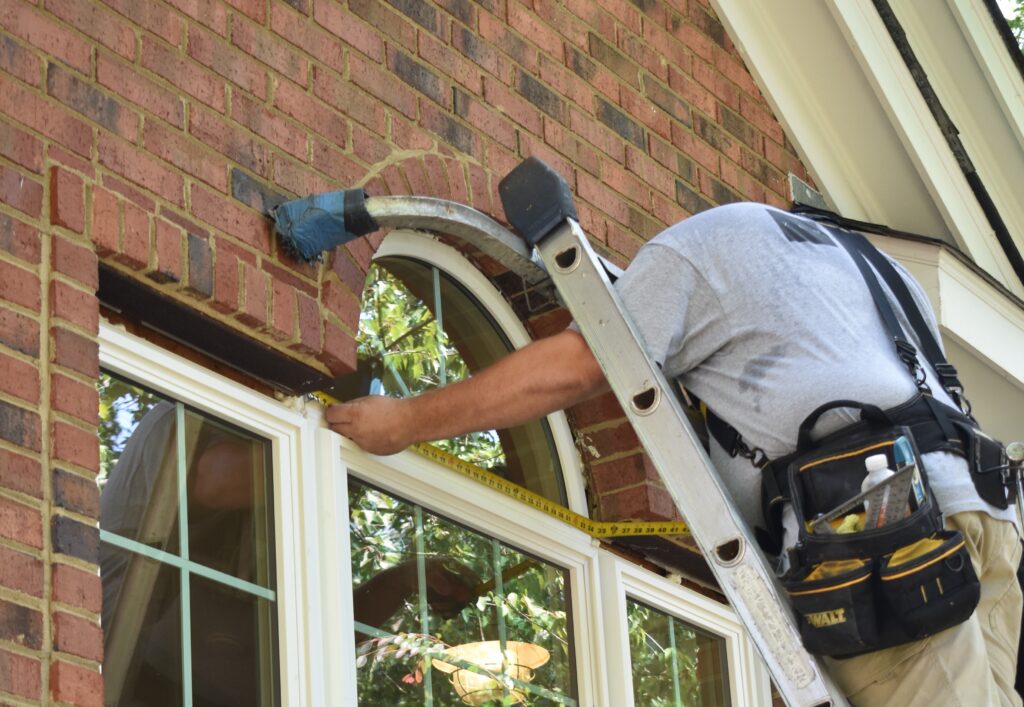 Measuring half-round window.