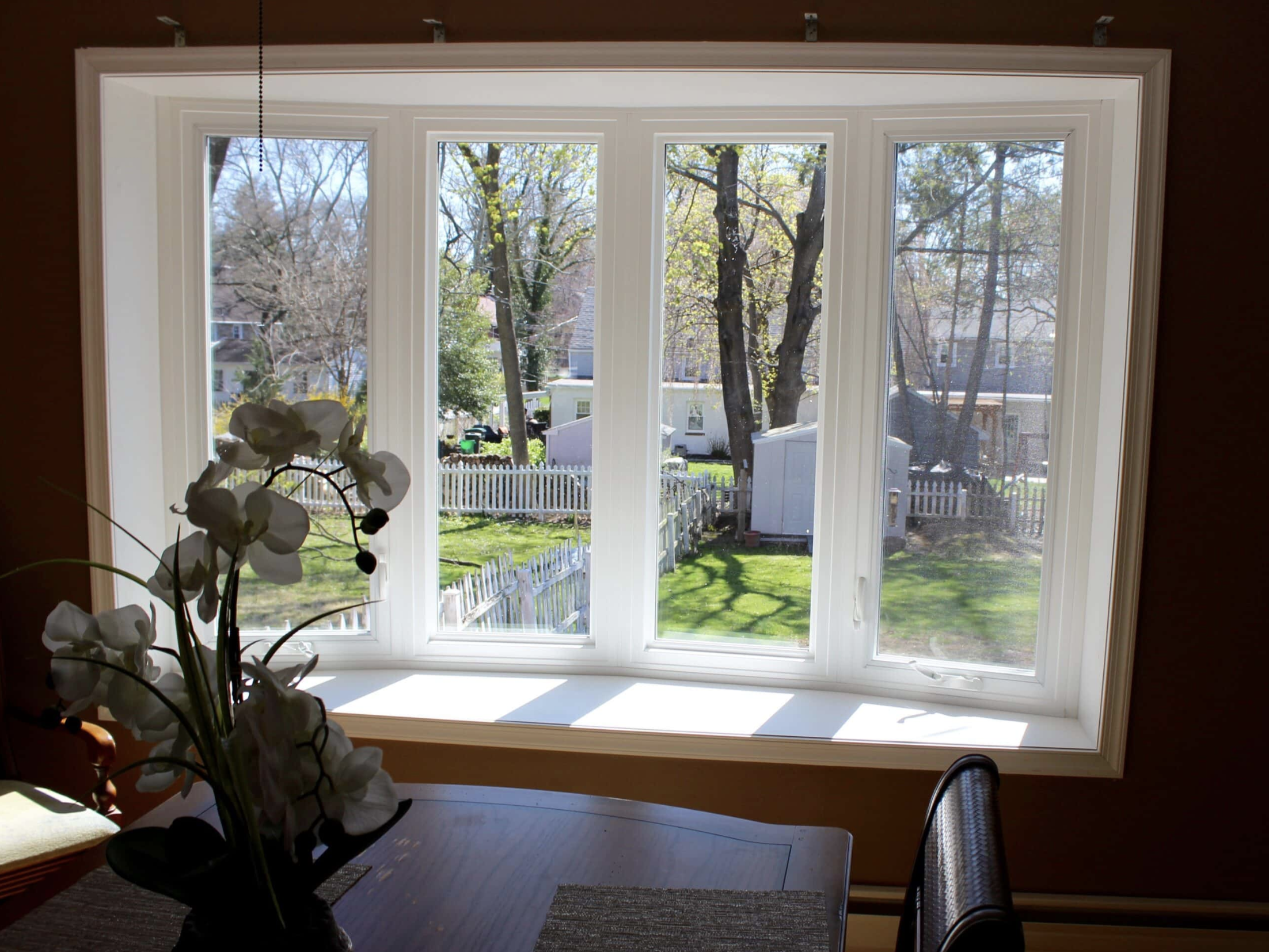 White bow window from the interior view.