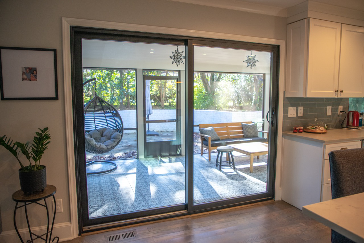 Black sliding patio door.