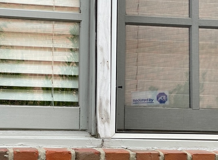 Wood rot on wood window.