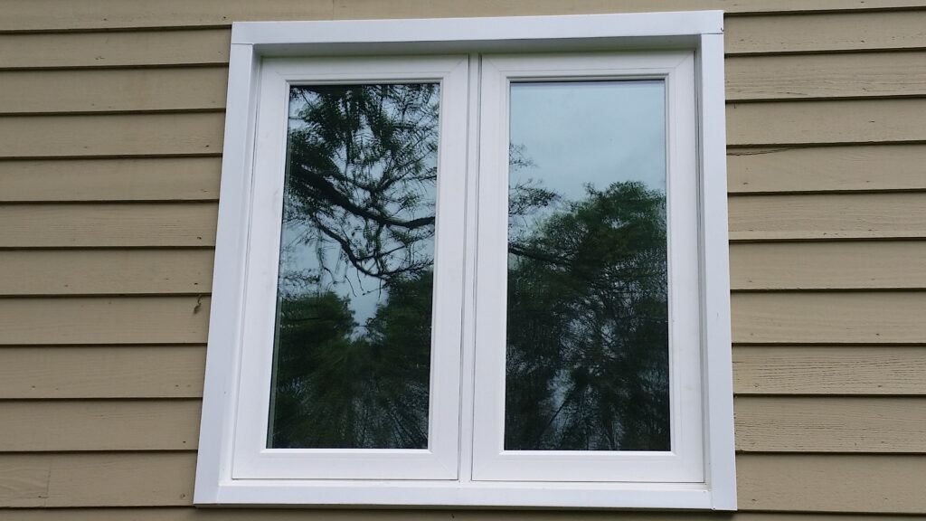 Double casement window with no grids.