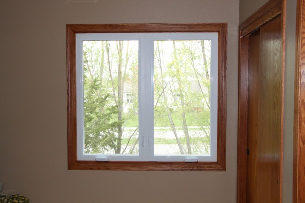 Interior view of double casement window.