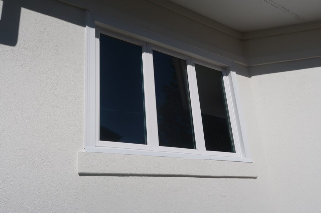 Triple casement window with no grids.
