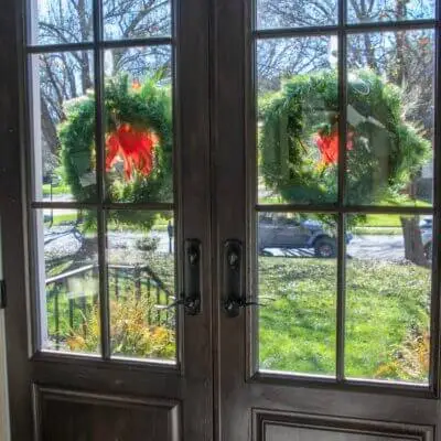 Modern fiberglass entry door installed in Castle Pines home