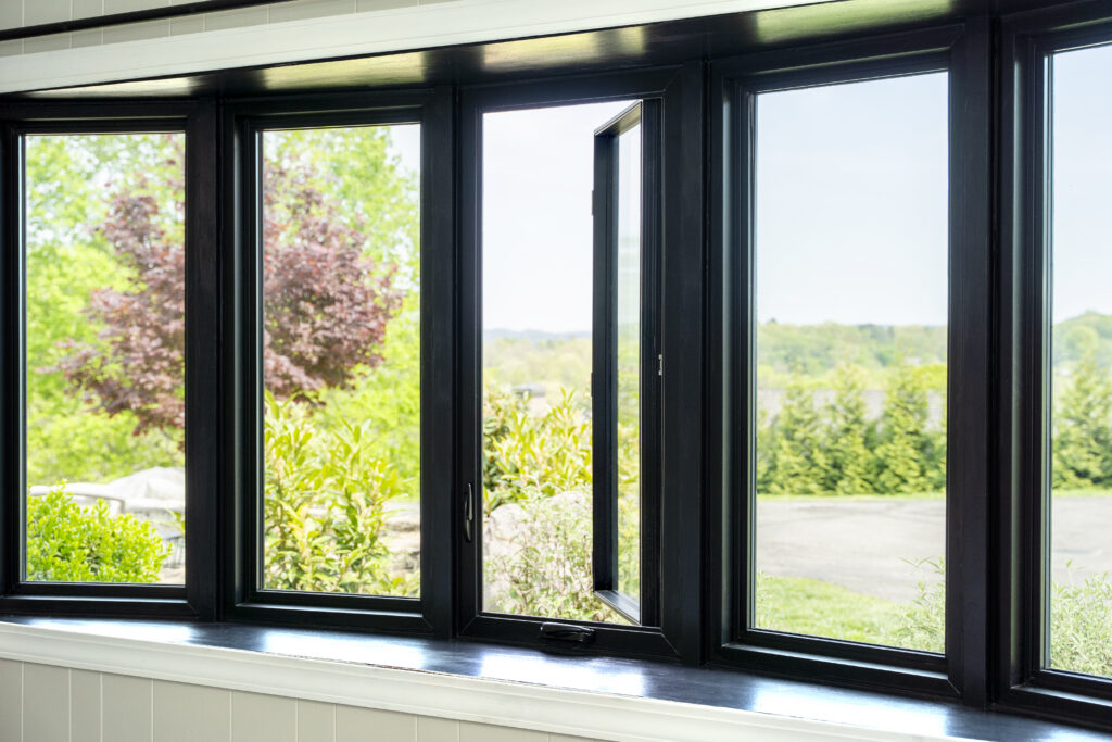 Interior view of black Endure bow window.