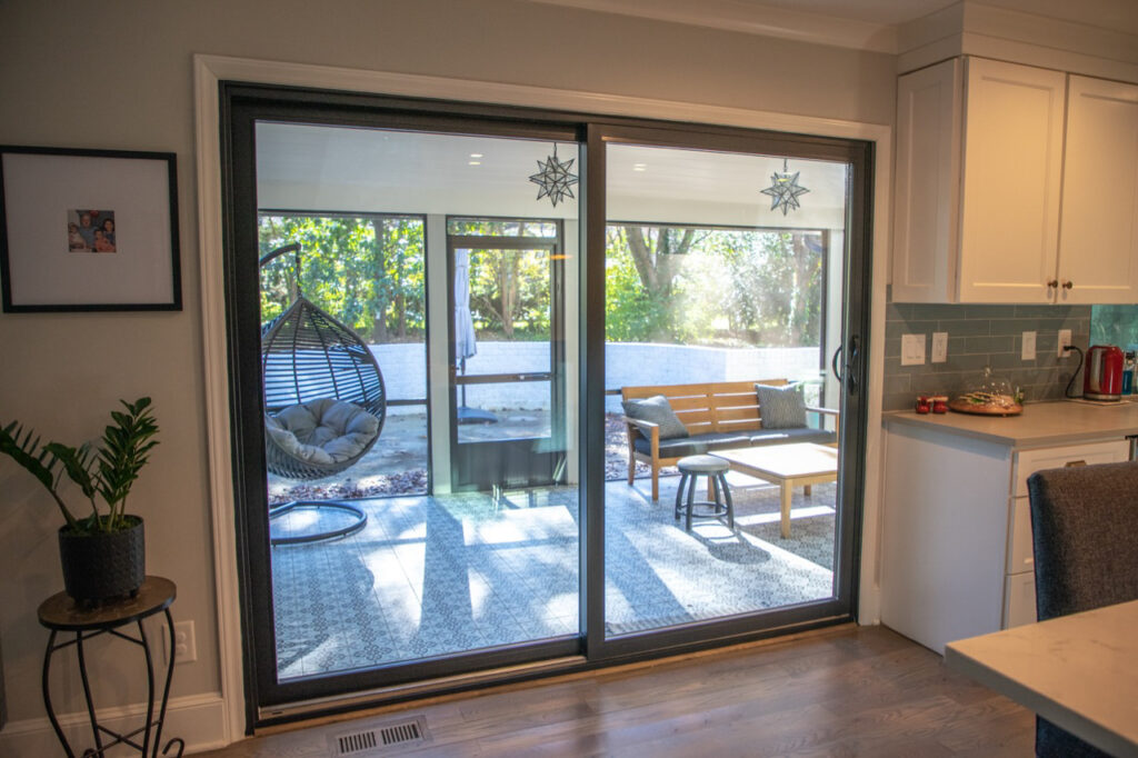 Black sliding patio door.