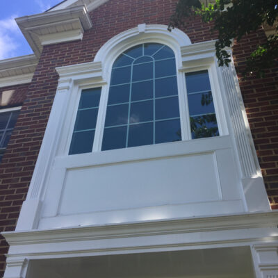 Special shaped arched window shot from below
