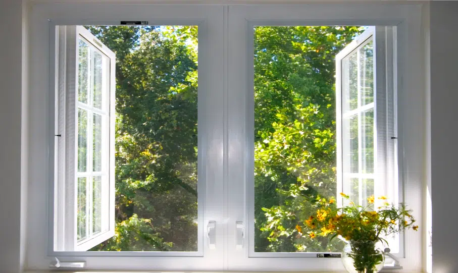 Bright home interior featuring replacement windows